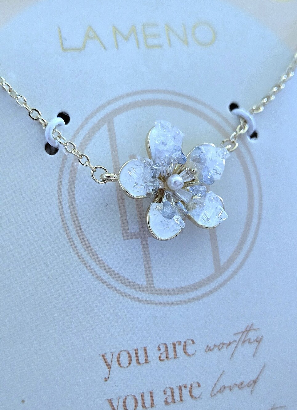 La Meno Stationary Druzy Flower🌸 Pendant Necklace - NIB - Picture 3 of 15